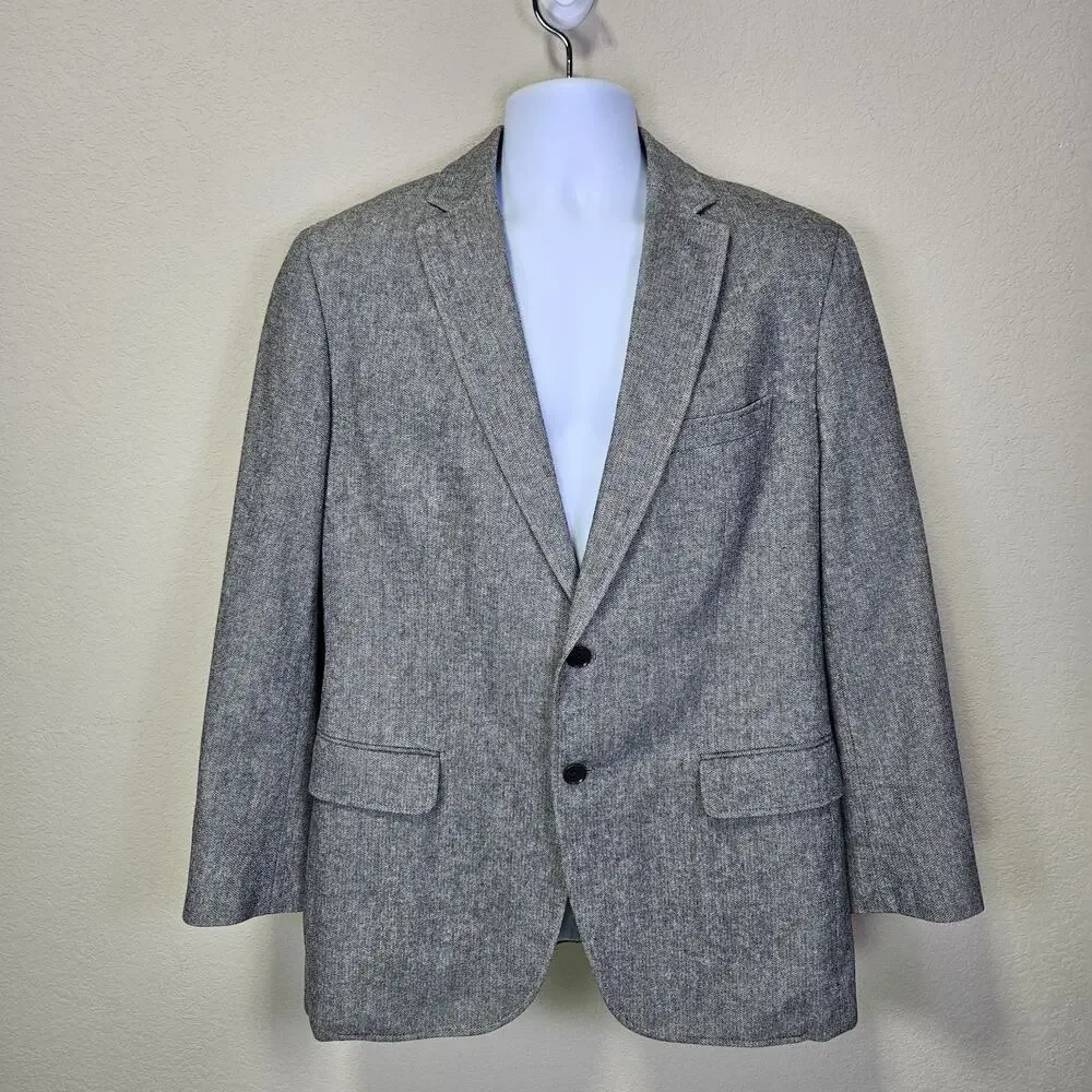 Banana Republic Sport Coat Mens 42R Gray Herringbone Jacket Blazer Tailored Fit